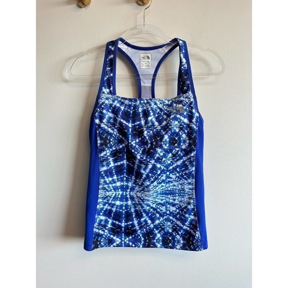 The North Face Blue Tie Dye Running Top Eat My Dust Tank Size Medium - Picture 9 of 9